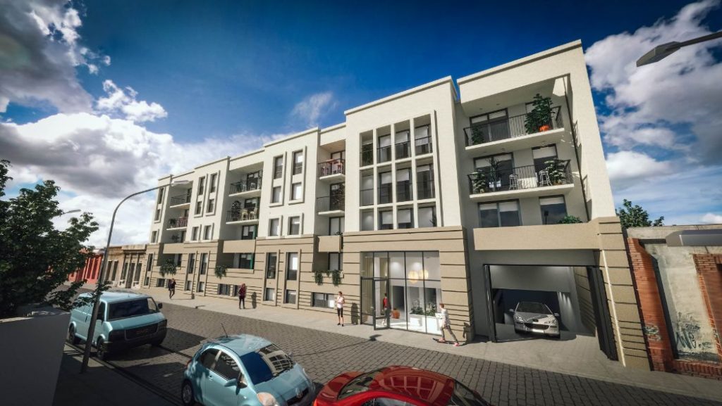 Render fachada Edificio García Reyes Barrio Yungay