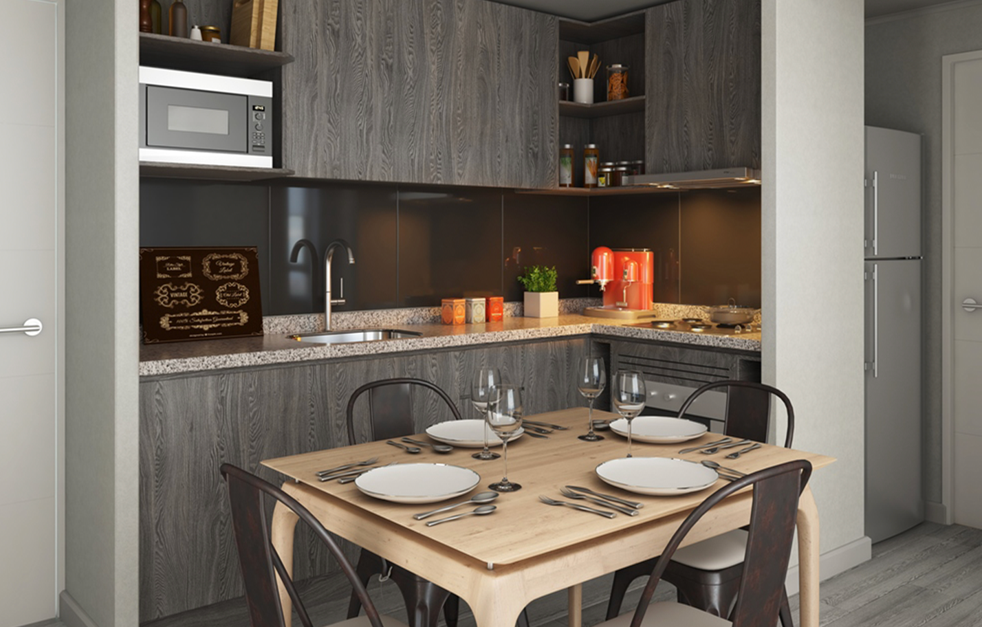 Cocina equipada con cubierta de granito Vistanova II